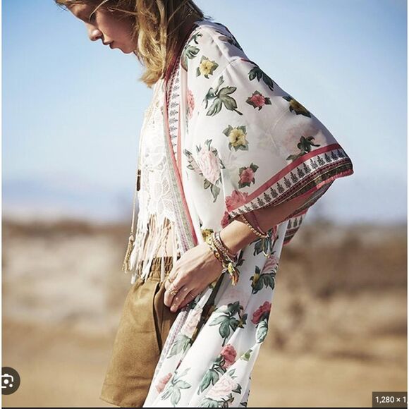 H&M Jackets & Blazers - H&M Loves Coachella Floral Boho Kimono Duster Robe Size XS